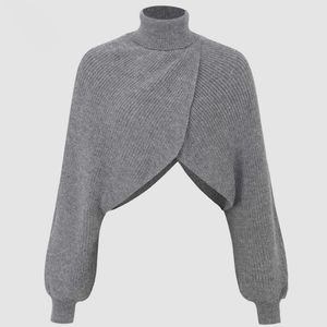 NWT Grey Batwing Sleeve Turtleneck Crop Sweater / XS